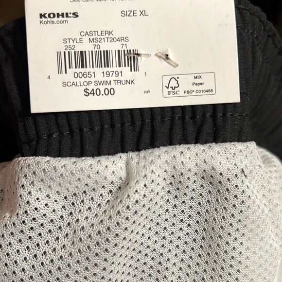 SONOMA Swim Trunks XL Gray Black Zip Pocket Drawstring Stretch Waistband Mesh - Picture 8 of 15